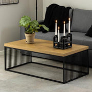 Strington Super Coffee Table, Rectangular With Wild Oak Top And Metal Base 120x60cm